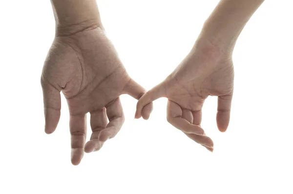 Man Woman Holding Hands Together Isolated White Background — Fotografia de Stock