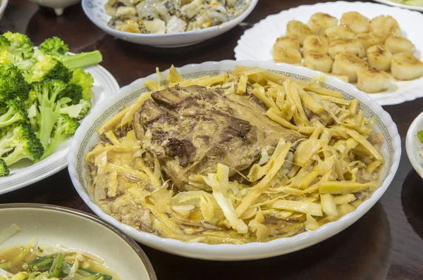 Leckeres Asiatisches Essen Auf Hintergrund Nahaufnahme — Stockfoto