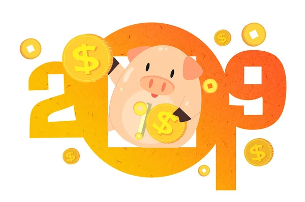 Happy New Year 2019 Pig Illustration Chinese New Year Symbol — Stockfoto