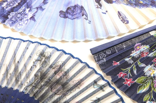 Close Shot Silk Javanese Fans Tabletop — стокове фото