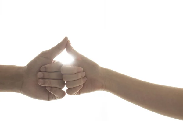 Hands Man Woman Together Isolated White Background —  Fotos de Stock