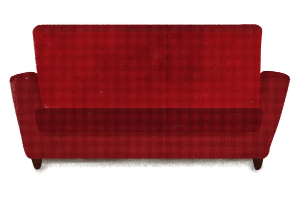 Red Sofa Isolated White Background Illustration — Zdjęcie stockowe