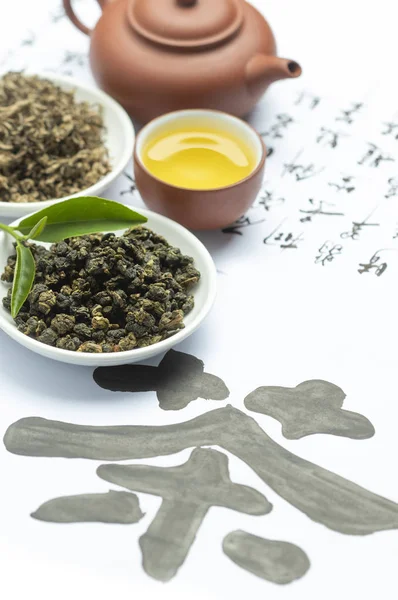 Bowl Tea Herbs White Background — стоковое фото