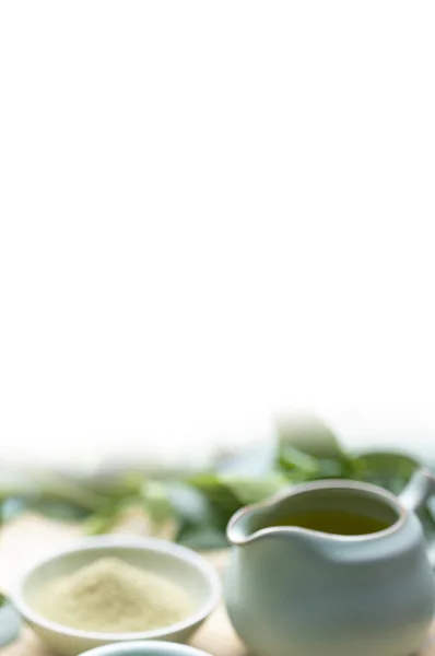 Горячий Зеленый Чай Заднем Плане — стоковое фото