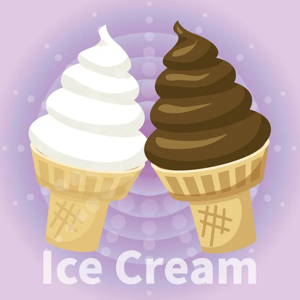 Illustration Cartoon Ice Cream Waffle Cones — Zdjęcie stockowe