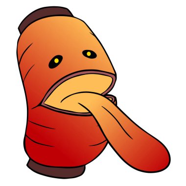 chinese red lantern with face banner stylish illustration