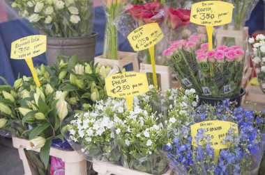 Satılık çiçekli dükkan penceresi