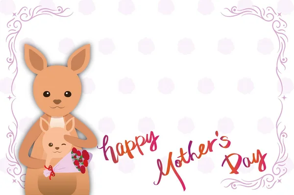 Kangaroo Child Happy Mothers Day Greeting Card — стоковое фото