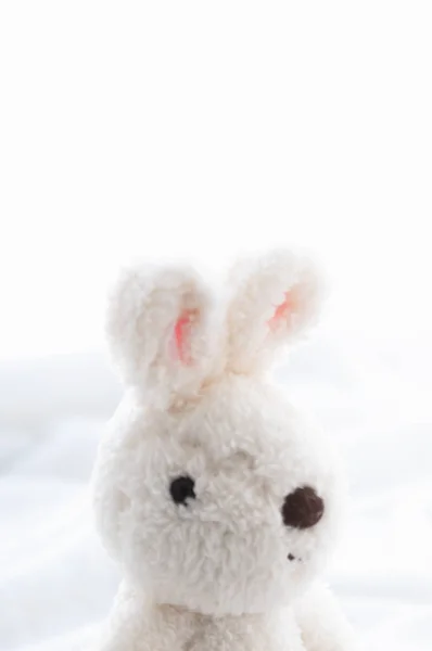 Cute Toy Rabbit White Background — Stock Photo, Image