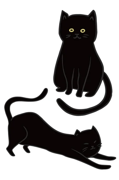 Cartoon Black Cats Banner Stylish Illustration — Stock Photo, Image