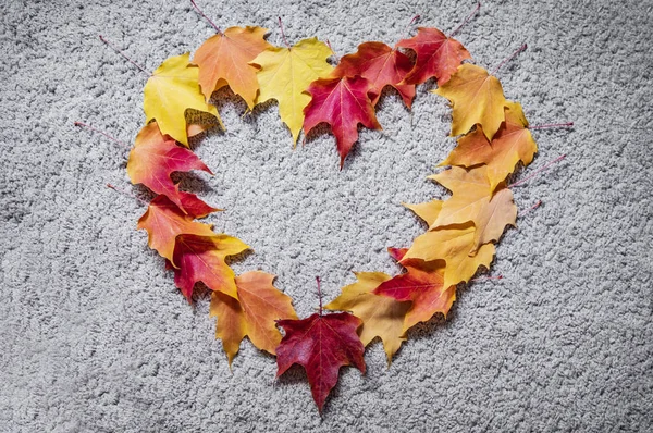 Сезон Красивых Осенних Листьев Форме Сердца — стоковое фото