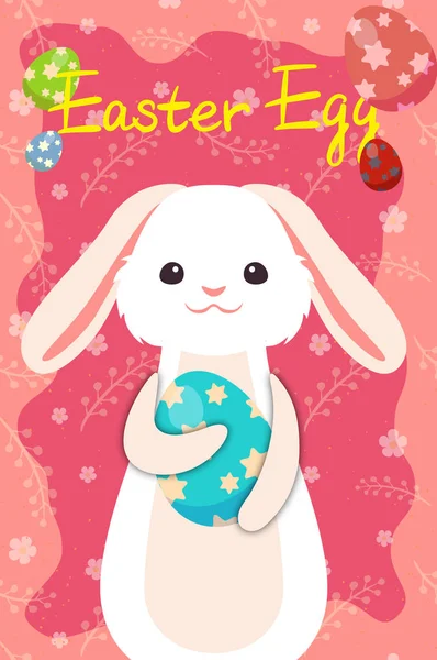 Easter Bunny Holding Egg Banner Illustration — Stok Foto