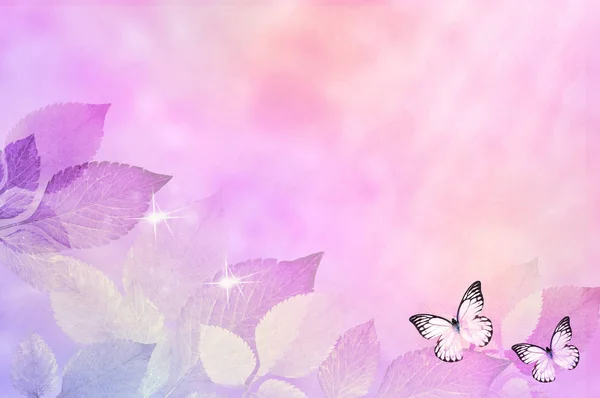 card with beautiful floral elements, butterflies and copy space