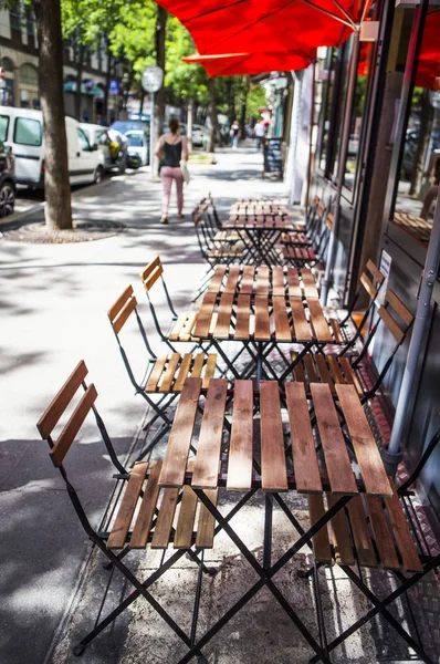 Utcakép Gyönyörű Párizsi Kávézó — Stock Fotó