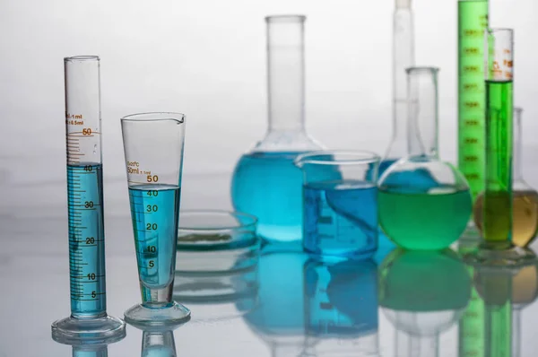 Objectos Laboratório Vidro Médico Flasks Laboratory Diagnósticos — Fotografia de Stock