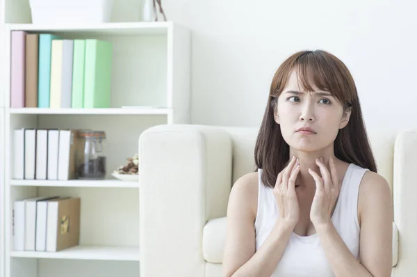 Estado Salud Concepto Enfermedad Mujer Asiática Sintiéndose Mal — Foto de Stock