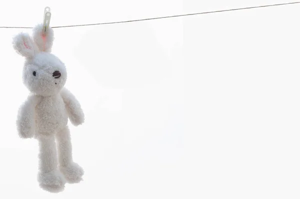 Cute Toy Rabbit White Background — Stock Photo, Image