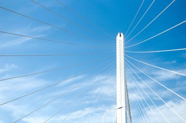 low angle view of the bridge and blue sky