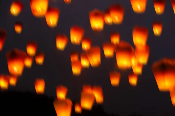 Lanternas Céu Lanternas Voadoras Fundo — Fotografia de Stock