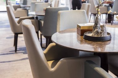 beautiful luxury restaurant interior with tables and chairs