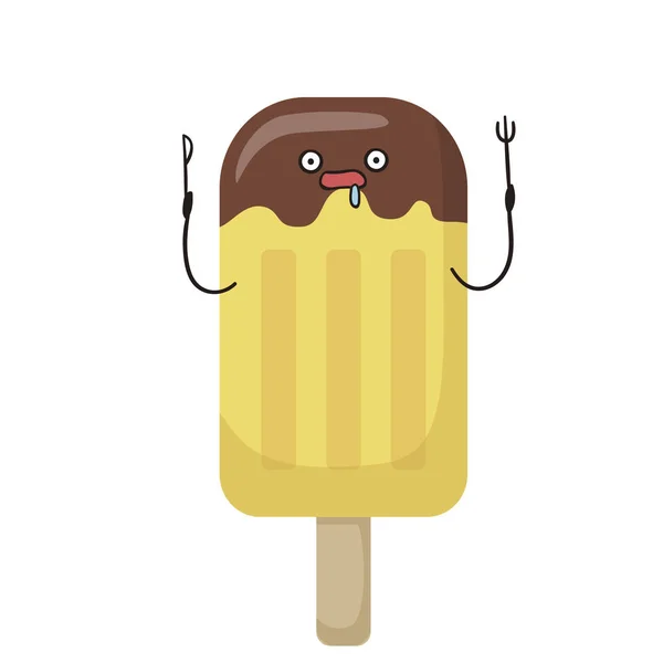 Cartoon Ice Cream Hungry Face Banner Stylish Illustration — Foto de Stock