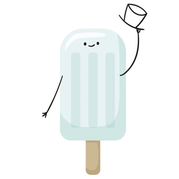 Cartoon Ice Cream Smiley Face Banner Stylish Illustration — Foto de Stock