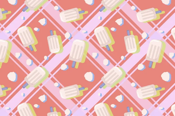 Vector Seamless Pattern Ice Cream Sweets Illustration — стоковое фото