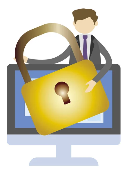 Concepto Sistema Seguridad Con Icono Ordenador Ilustración — Foto de Stock