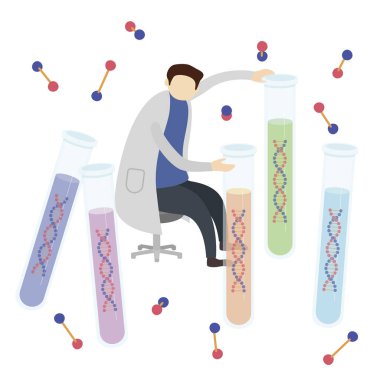 scientist and dna concept, illustration 