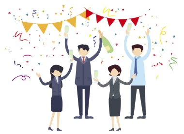 Kutlama yapan bir grup insanın resmi