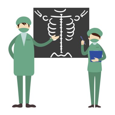 doctors with x-ray banner stylish illustration