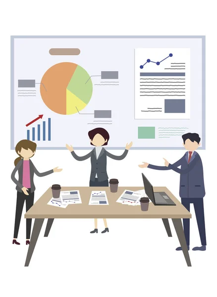 business people working in office, illustration