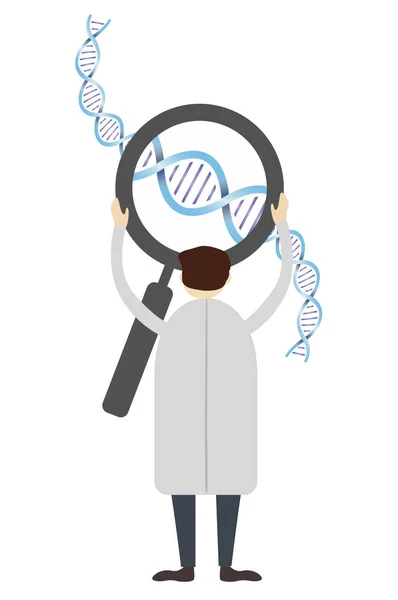 Scientist Magnifier Dna Isolated White — Stockfoto