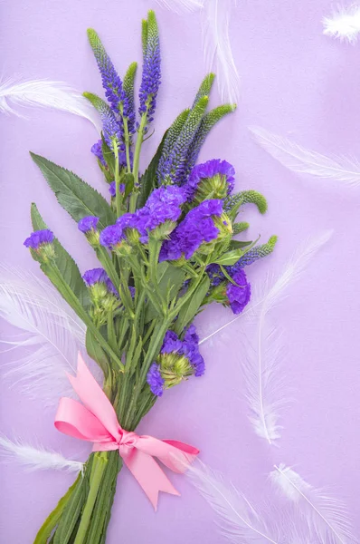 Фіолетові Квіти Пір Світлому Фоні — стокове фото