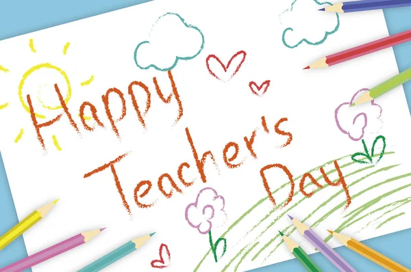 Happy Teachers Day Illustration Pencils — Stock Photo, Image