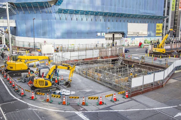 Vista Aérea Una Obra Construcción Con Una Grúa Contenedor Grande —  Fotos de Stock