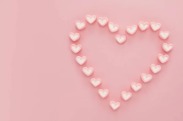 Marshmallows Σχήμα Καρδιάς Φόντο — Φωτογραφία Αρχείου