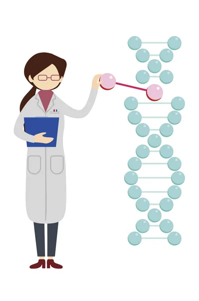 Ilustração Cientista Feminino Molécula Dna — Fotografia de Stock