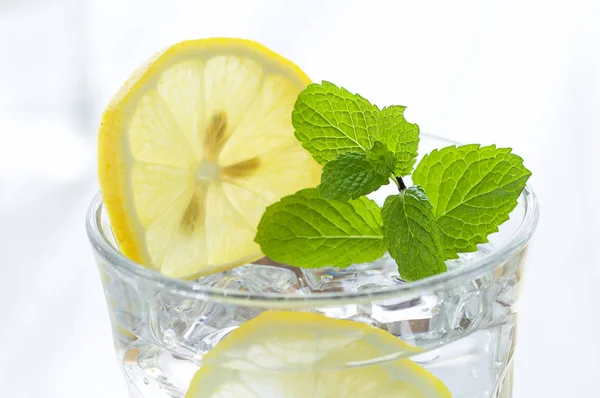 Lemonade Fresh Mint Ice White Background — Stock Photo, Image