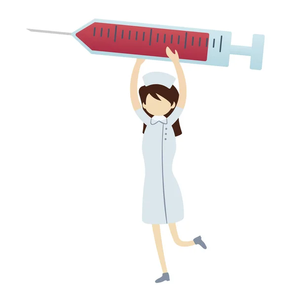 Nurse Holding Syringe Isolated White — Photo