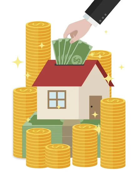 house with money and coins, illustration
