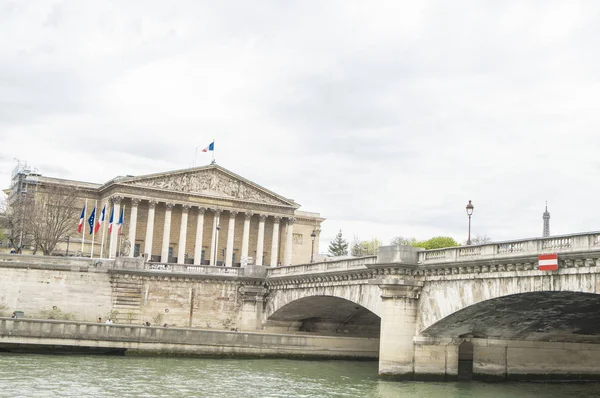 Assemblee Nationale Palais Bourbon Γαλλικό Κοινοβούλιο Διέσχισε Pont Concorde — Φωτογραφία Αρχείου