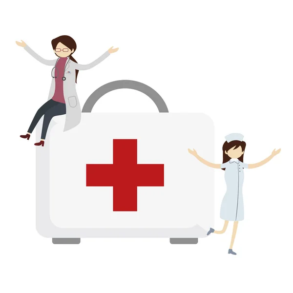 Doctor Nurse First Aid Kit Case Banner Stylish Illustration — 图库照片