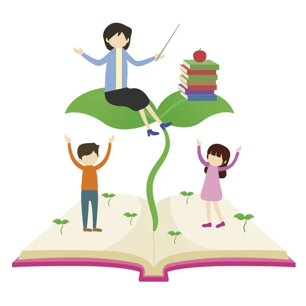 Teacher Kids Book Banner Stylish Illustration — Stockfoto