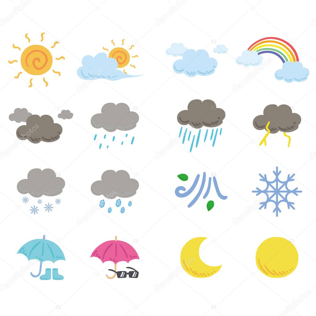 weather icons set, cartoon style