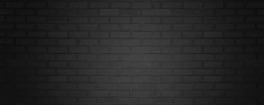 Soyut Kara Tuğla Duvar Dokusu Arkaplanı. Yıpranmış Tuğla Tasarımı Arkaplanı. Geniş Panorama Resmi.