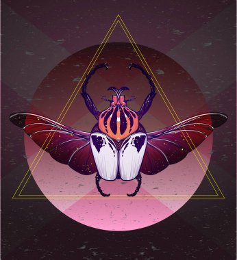 çizilmiş Goliath böceği kafatası kanatlı