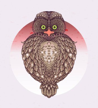 Sakral baykuş - vektör çizim. Simgesi tasarım 