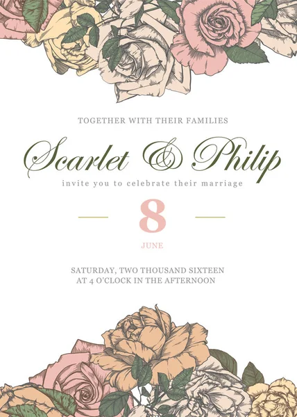 Esküvői kártya suite vintage virág sablonok — Stock Vector
