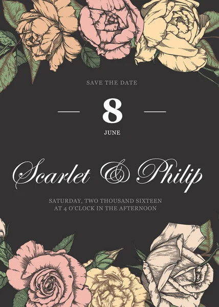 Esküvői kártya suite vintage virág sablonok — Stock Vector